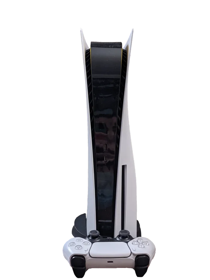 White PlayStation 5 console with a DualSense controller